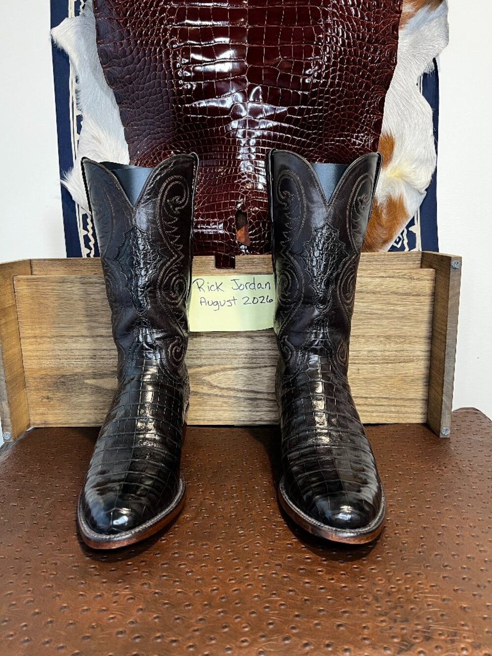 Lucchese "Jones" Chocolate Ultra Caiman Belly Cowboy Boots in Men's 12B/11D